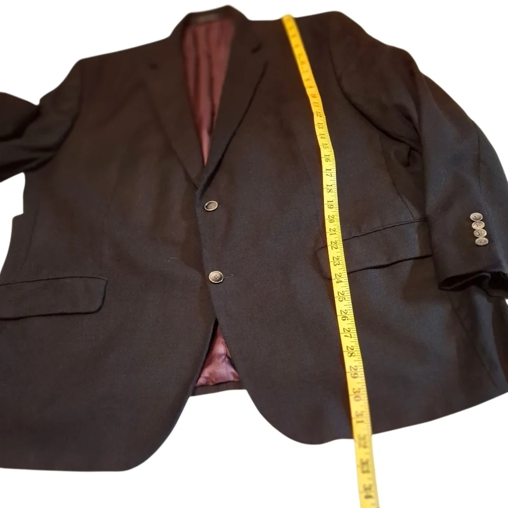 Cremieux Loro Piana Black Wool Vintage Union-Made Suit Jacket Men Size 52R